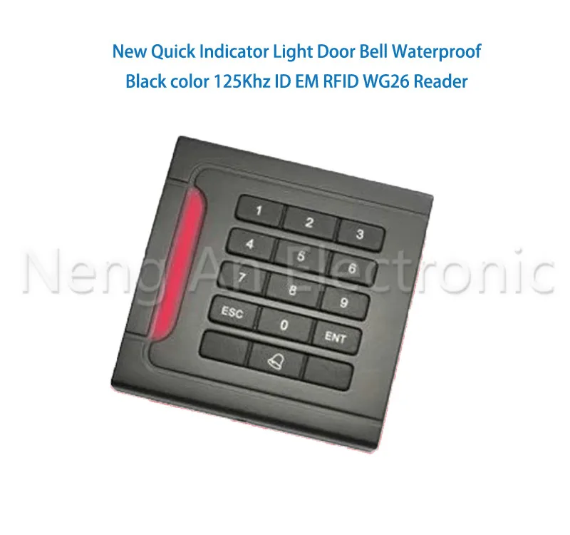 Waterproof Red Index Light Black Color Beep125Khz RFID Reader WG26/34 Read Keyboard Door Bell
Waterproof Red Index Light Black Color Beep125Khz RFID Reader WG26/34 Read Keyboard Door Bell