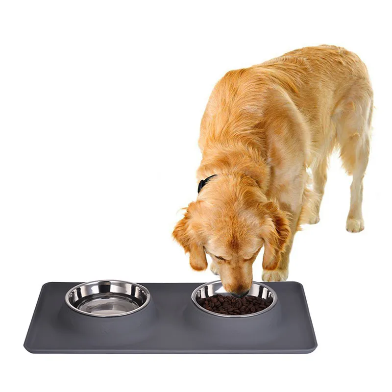 Stainless Steel Double Bowl comedero Travel Feeding Water Bowl Non-Skid Silicone Mat For Pet Dog Cat Puppy Food Water Dish
Stainless Steel Double Bowl comedero Travel Feeding Water Bowl Non-Skid Silicone Mat For Pet Dog Cat Puppy Food Water Dish