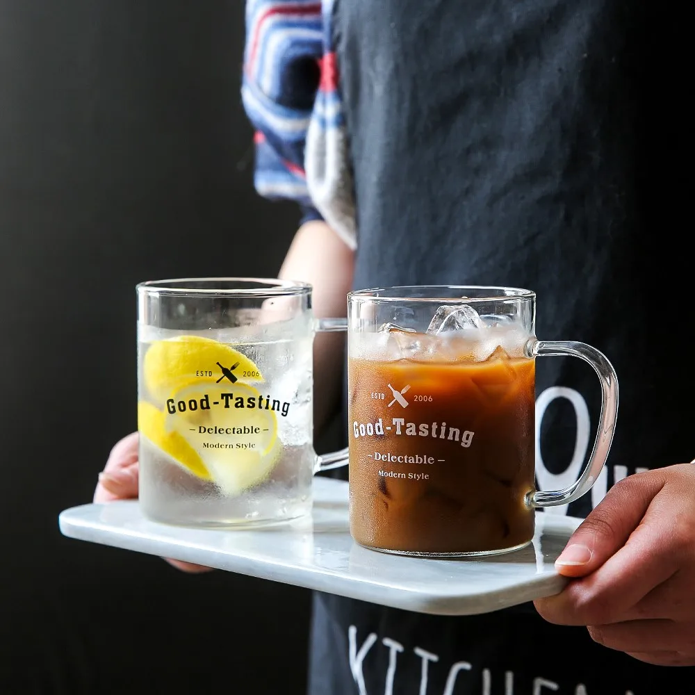 Фото Стеклянная кофейная кружка для раскрашивания чая молока напитков сока пива воды