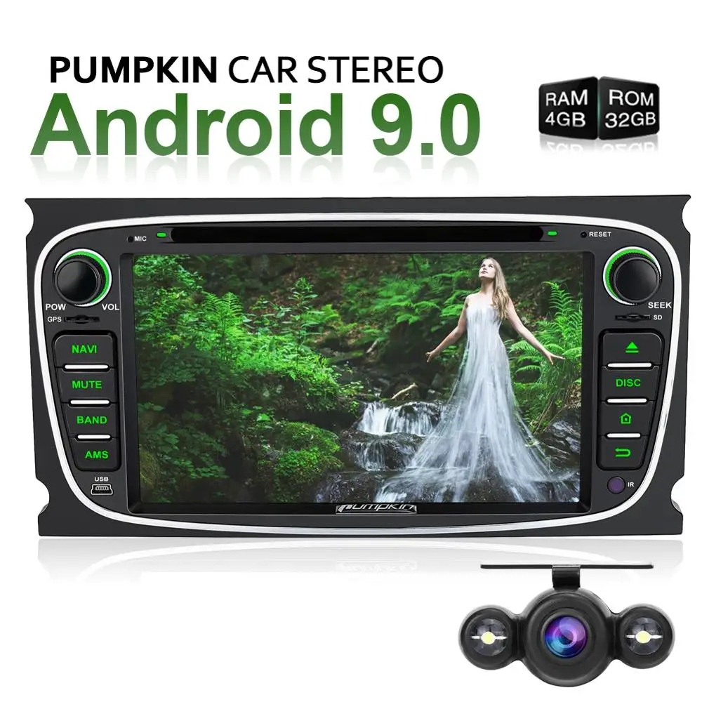 Тыква 2 Din 7 "Android 9 0 автомобильный DVD плеер GPS навигация Восьмиядерный стерео для