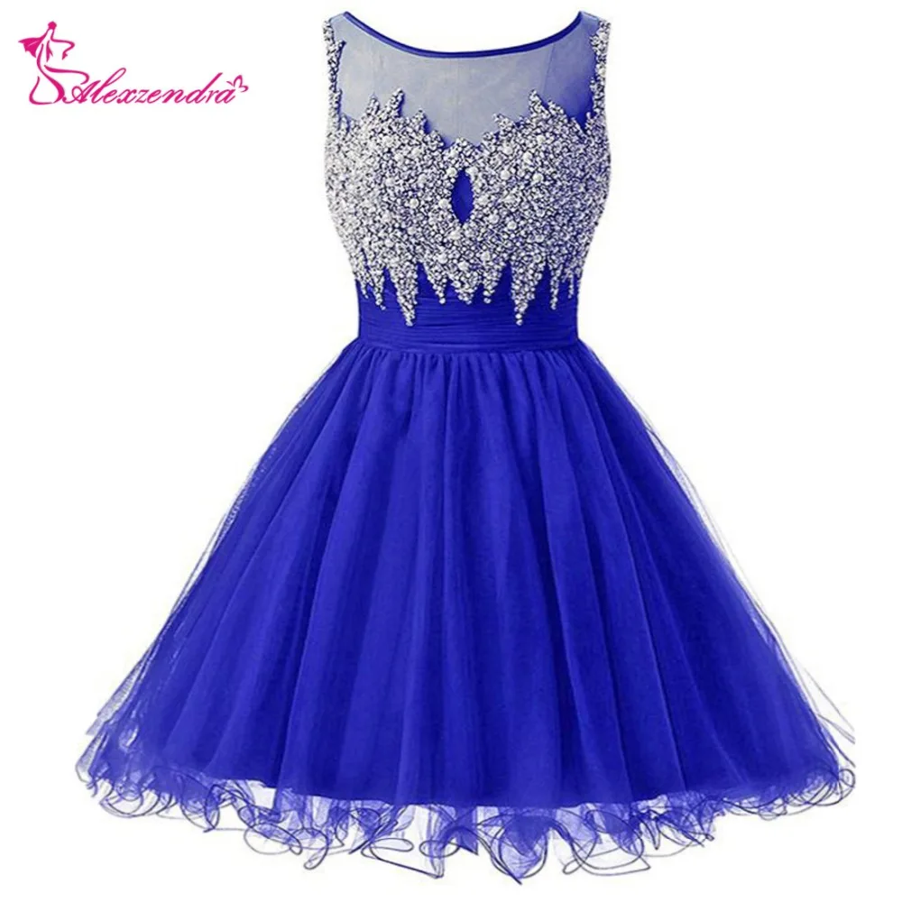 Alexzendra Blue Organza Knee Length Prom Dresses for Girls Scoop Neck Illusion Back Party Women Gown
Alexzendra Blue Organza Knee Length Prom Dresses for Girls Scoop Neck Illusion Back Party Women Gown