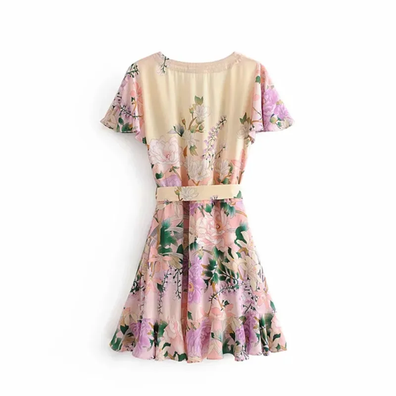 2019 Women Summer Dress Bohemian Beach Elegant Sexy Print Dresses Party Night Mini Dress