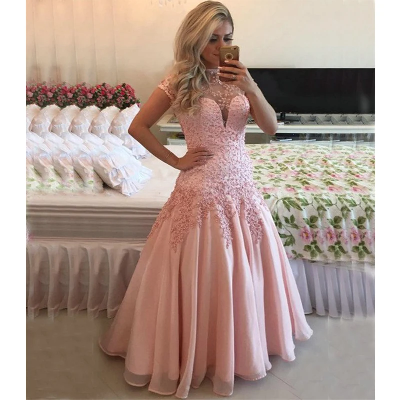 Elegant Pink Short Sleeve Prom Dresses Long 2019 Sheer Lace Backless Floor Length A-Line Evening Party Gowns Vestido De Festa
Elegant Pink Short Sleeve Prom Dresses Long 2019 Sheer Lace Backless Floor Length A-Line Evening Party Gowns Vestido De Festa