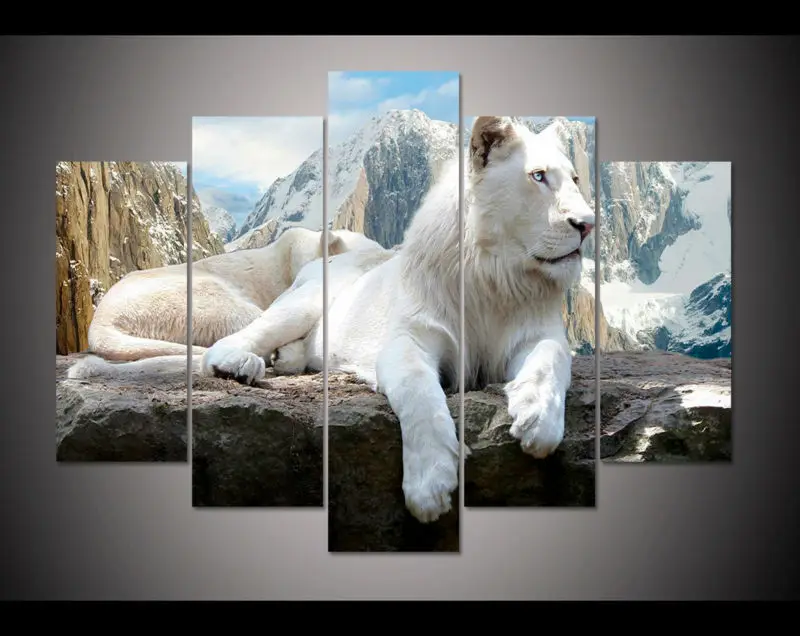 Фото 5 шт. арт HD Печати Лев животных Картина домашнего декора Холст - купить