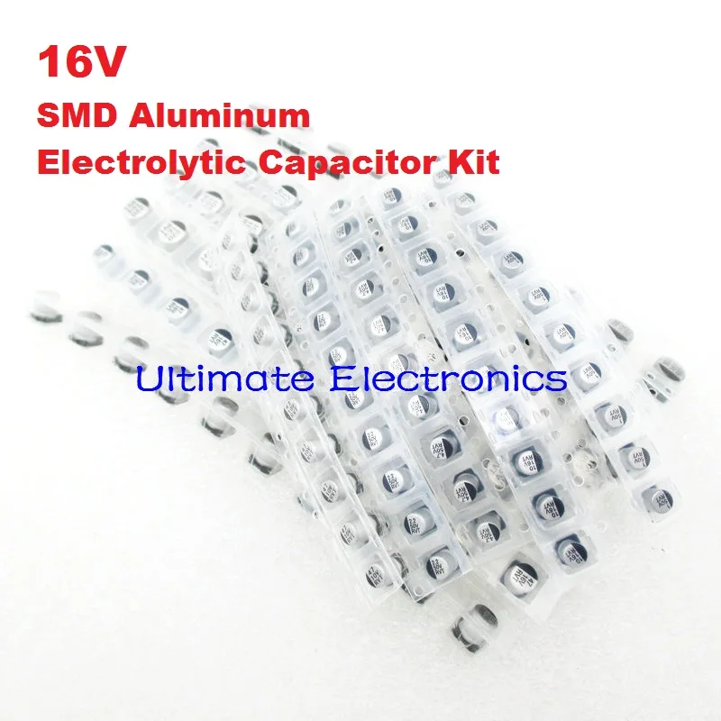 190 шт./лот 10 значений 0 33 мкФ 470 16V SMD алюминиевый электролитический конденсатор