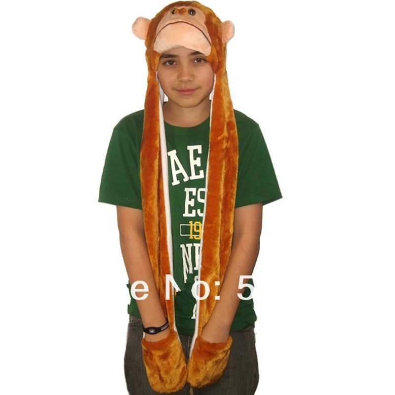 High Quality Hood Animal monkey plush Hat With Ear Flaps and Hand Pockets 3 in 1 Function Scarf Gloves Plush Monkey cap hat
High Quality Hood Animal monkey plush Hat With Ear Flaps and Hand Pockets 3 in 1 Function Scarf Gloves Plush Monkey cap hat