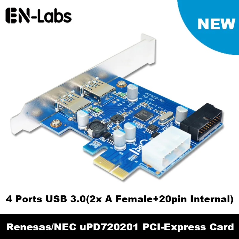 En Labs 4 порта PCIE PCI e к USB 3 0 (2 x Тип A + 20 Pin внутренний) расширительный концентратор Express