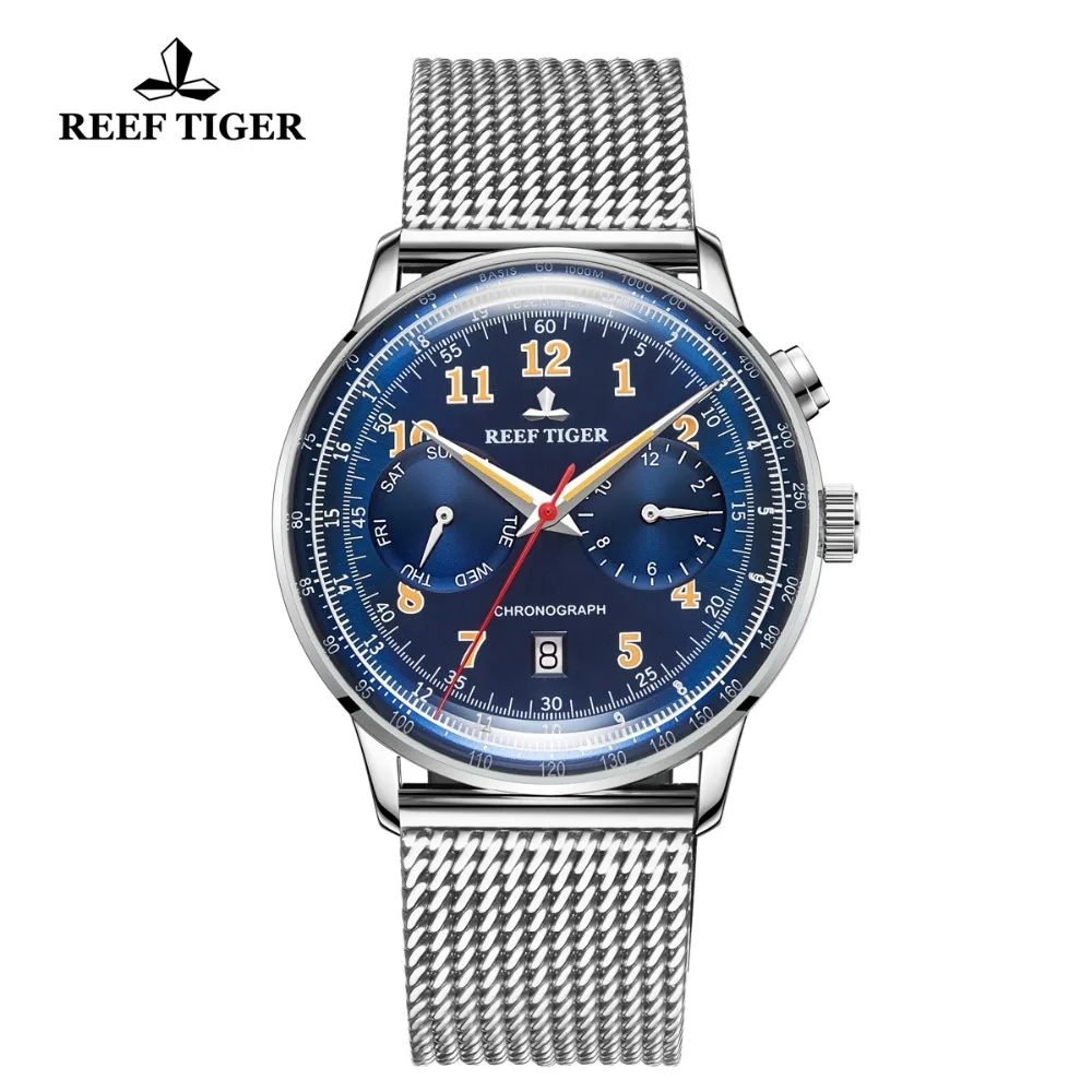 Мужские часы Reef Tiger/RT, Классические деловые часы из нержавеющей стали с голубой обмоткой, с датой, RGA9122
Мужские часы Reef Tiger/RT, Классические деловые часы из нержавеющей стали с голубой обмоткой, с датой, RGA9122