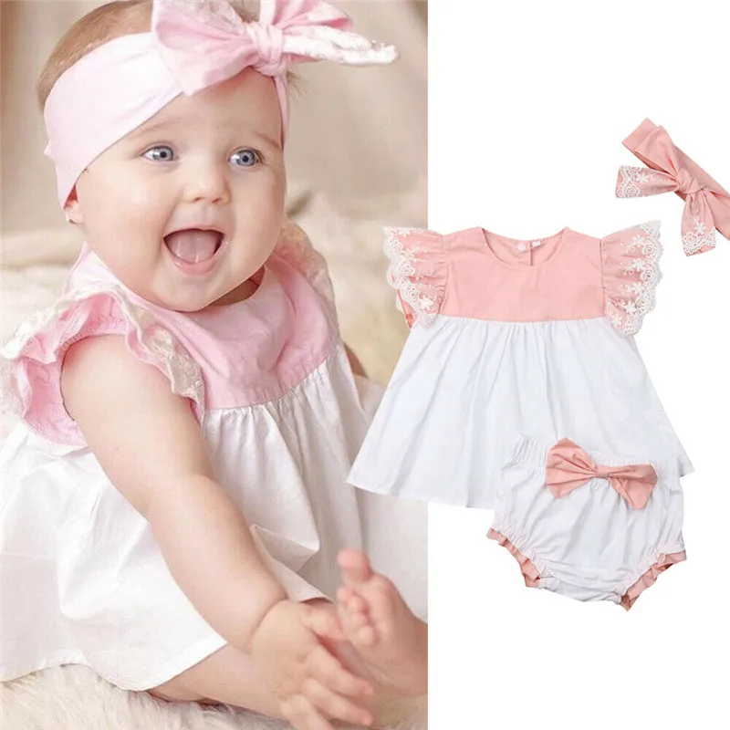 Summer Toddler Baby Girls Clothes Set Fly Sleeve Lace Patchwork Princess Tops Dress+Bowknot Shorts Headband 3Pcs Outfits 0-24M
Summer Toddler Baby Girls Clothes Set Fly Sleeve Lace Patchwork Princess Tops Dress+Bowknot Shorts Headband 3Pcs Outfits 0-24M