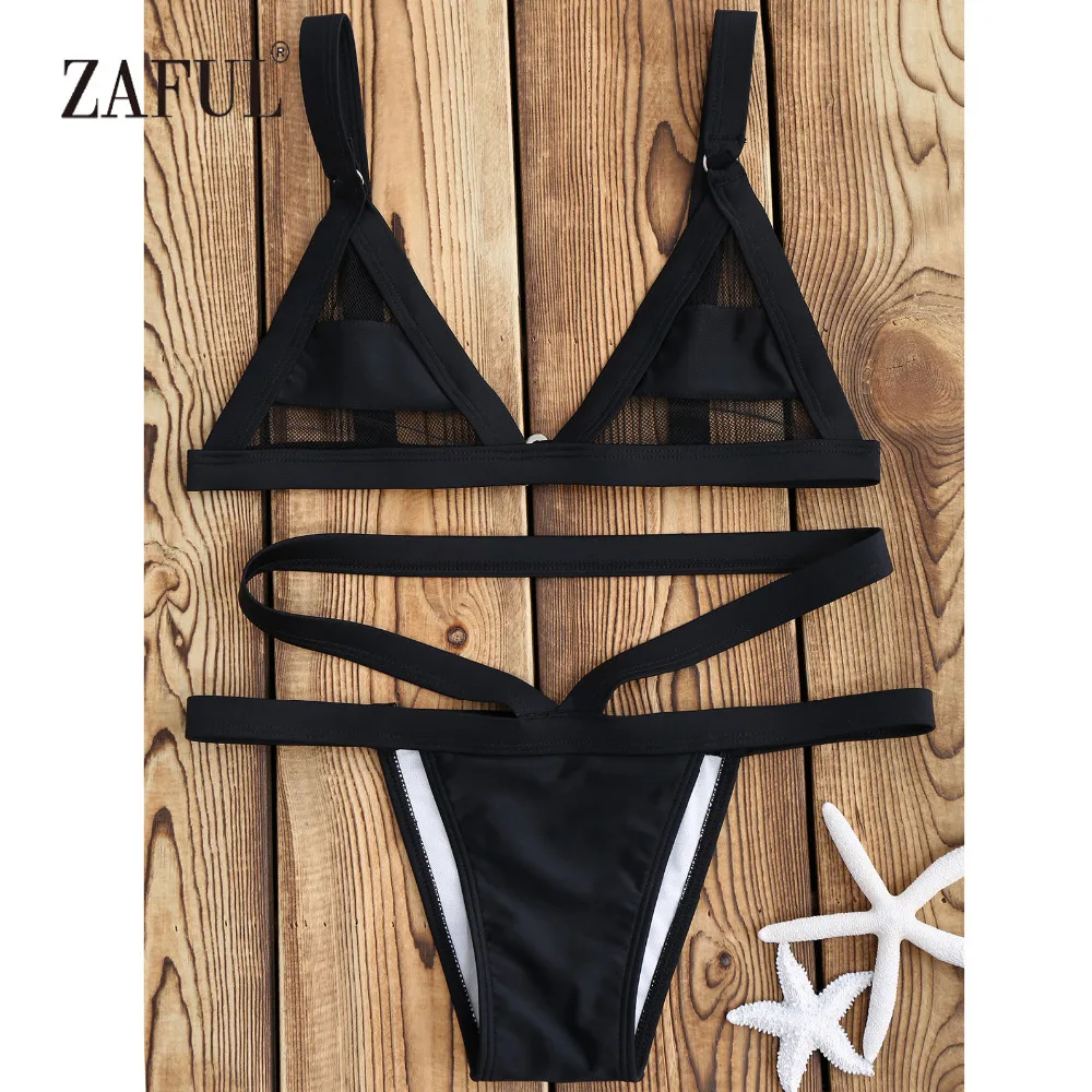 ZAFUL Bikini Mesh Panel Bandage Women Swimsuit Swimwear Bathing Set Sexy Bralette Spaghetti Straps Solid Biquni Swimming Suit
ZAFUL Bikini Mesh Panel Bandage Women Swimsuit Swimwear Bathing Set Sexy Bralette Spaghetti Straps Solid Biquni Swimming Suit