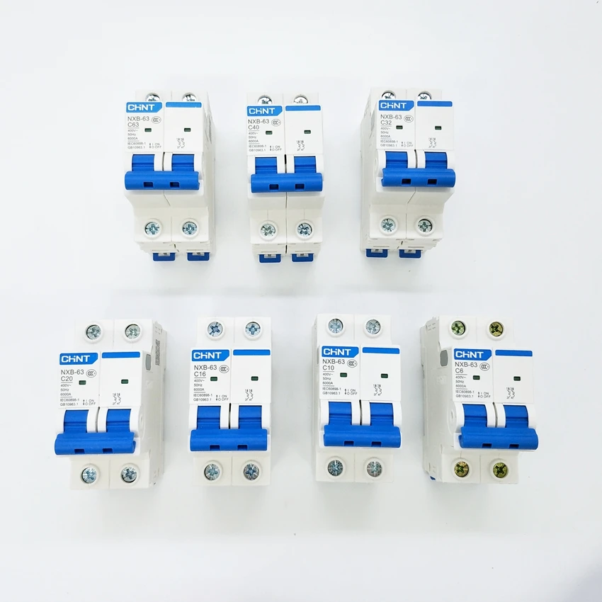 NEW CHINT Mini Circuit Breaker NXB-63 2 Poles C Type 6A 10A 16A 20A 25A 32A 40A 50A 63A 400V MCB DZ47-63
NEW CHINT Mini Circuit Breaker NXB-63 2 Poles C Type 6A 10A 16A 20A 25A 32A 40A 50A 63A 400V MCB DZ47-63