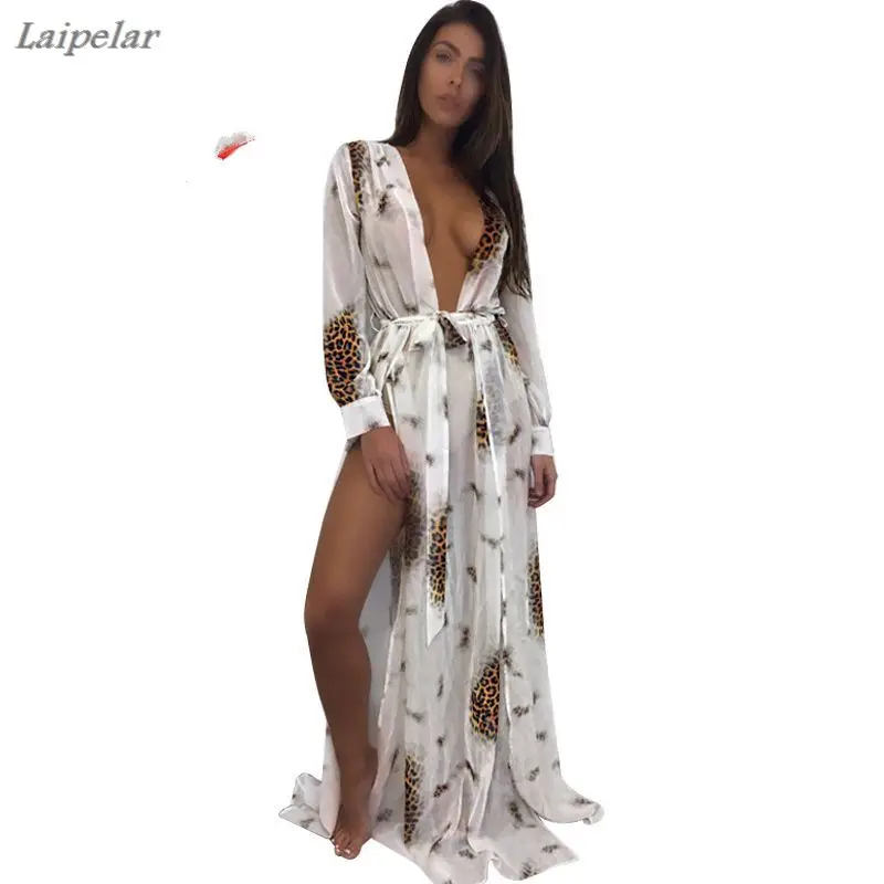 Deep V-Neck Sexy Chiffon Summer Dress Leopard Print Bohemia Bandage Dresses Women See Through Beach Wear Dress Robe
Deep V-Neck Sexy Chiffon Summer Dress Leopard Print Bohemia Bandage Dresses Women See Through Beach Wear Dress Robe