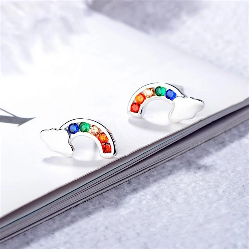 Sole Memory Simple Temperament Color Rainbow Creative Literary Sweet Silver Color Fashion Female Stud Earrings SEA535
Sole Memory Simple Temperament Color Rainbow Creative Literary Sweet Silver Color Fashion Female Stud Earrings SEA535