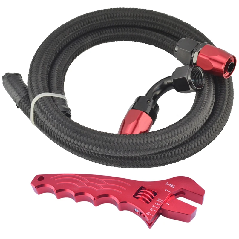 AN 8 Nylon & Stainless Braided Oil/Fuel Line Hose 1 Meter+Straight+90 Degree Fitting Oil Hose End Adapter Kit With Red Spanner
AN 8 Nylon & Stainless Braided Oil/Fuel Line Hose 1 Meter+Straight+90 Degree Fitting Oil Hose End Adapter Kit With Red Spanner