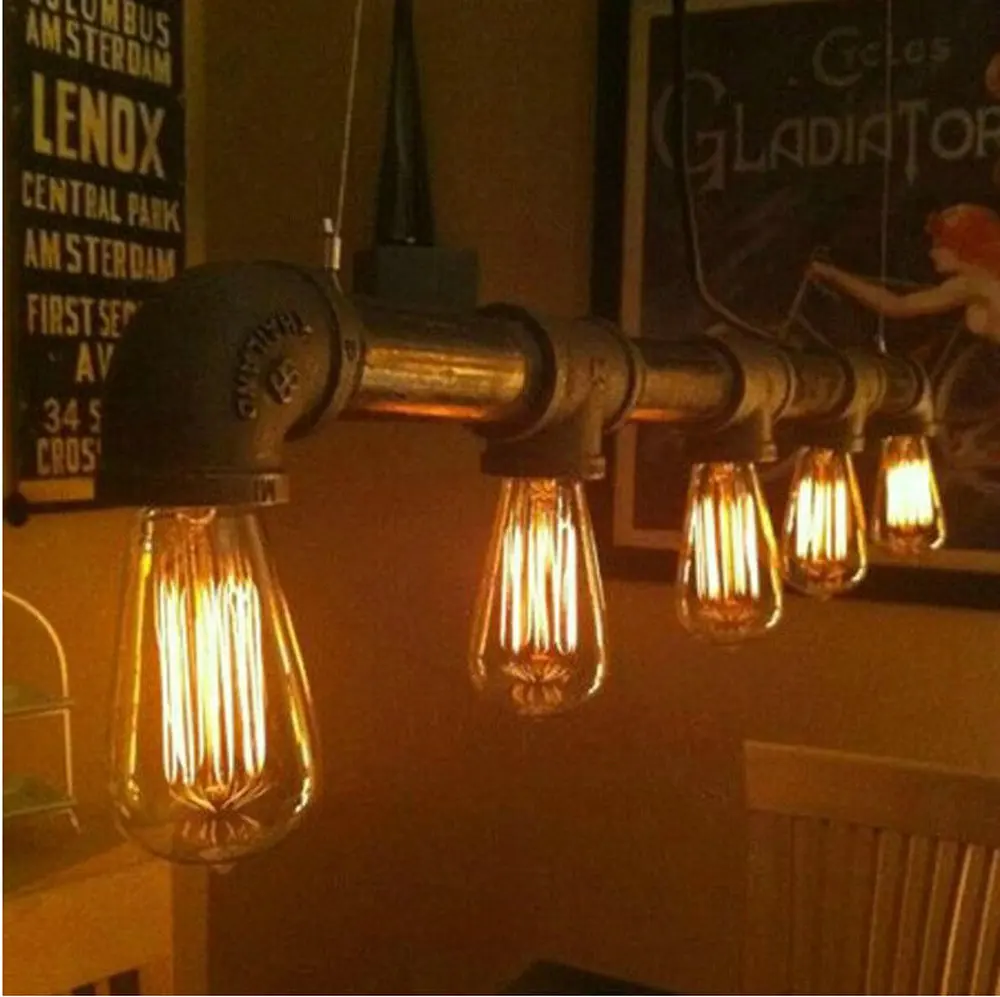 Vintage Pendant Lights Metal Iron Water Pipe Lamp Steampunk Lamps E27 Bulbs Pendant Lamp Warehouse Bar Lighting Counter Lamps
Vintage Pendant Lights Metal Iron Water Pipe Lamp Steampunk Lamps E27 Bulbs Pendant Lamp Warehouse Bar Lighting Counter Lamps