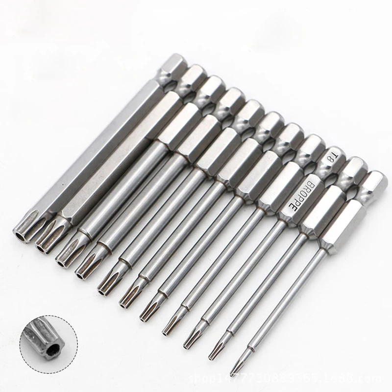 11 Pcs/set 1/4" 75mm T6-T40 Torx Screwdriver Bits S2 Material Magnetic Electric Drill Screwdriver Head Power Driver Tools
11 Pcs/set 1/4" 75mm T6-T40 Torx Screwdriver Bits S2 Material Magnetic Electric Drill Screwdriver Head Power Driver Tools
