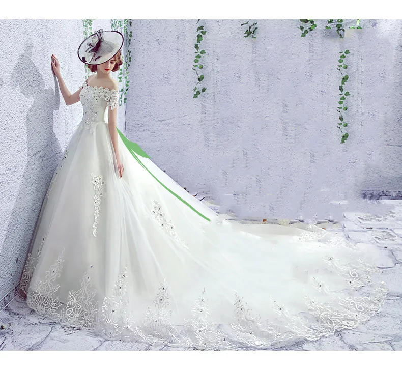 Dreamlike Vestido De Noiva Свадебные платья трапециевидной формы с открытыми плечами и