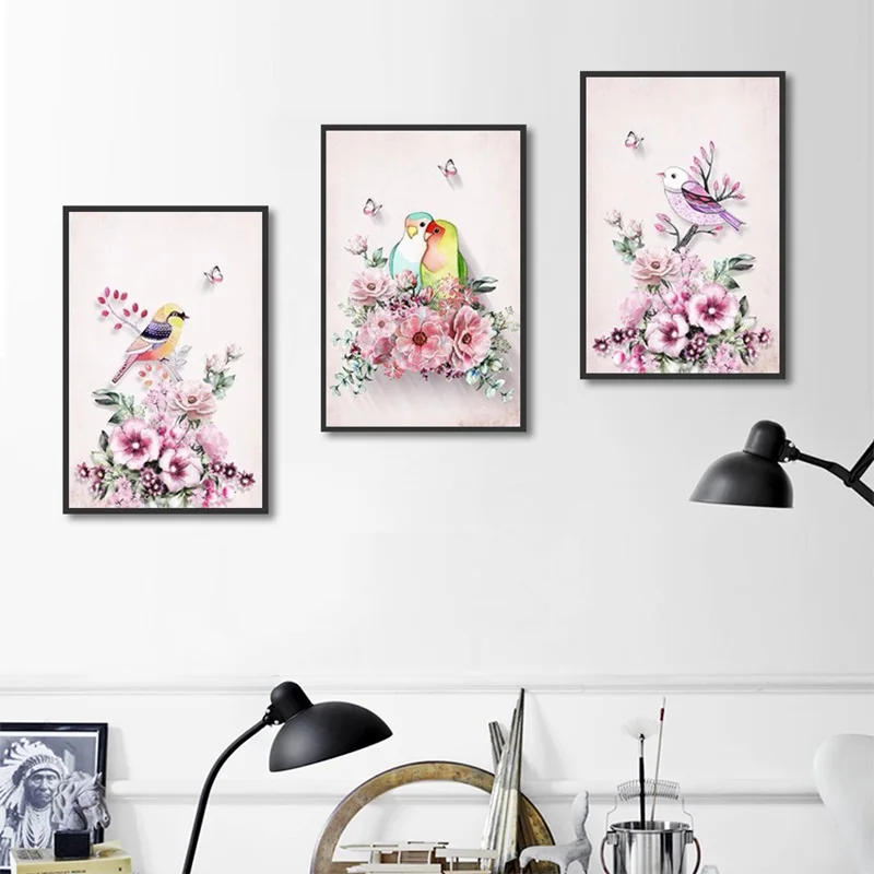 Nordic Creative Love Bird Pink Roses Painting Modular Canvas Art Flower Poster Living Room Home Decoration Wall Picture No Frame
Nordic Creative Love Bird Pink Roses Painting Modular Canvas Art Flower Poster Living Room Home Decoration Wall Picture No Frame