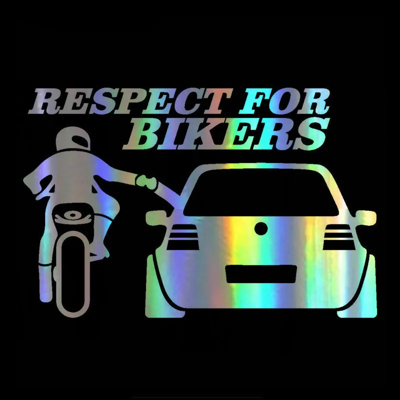 Sticker ON Car 3D 20*13cm Respect for Bikers Auto Door Stickers and Decals Funny Motorcycle Styling JDM Vinyl Decal | Автомобили и