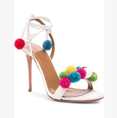 Big Size 10 Cheap Price Pompom Embellished Raffia Sandals High Heel Cut-outs Colorful Ankle-Tie Sandals Women Drop Ship
Big Size 10 Cheap Price Pompom Embellished Raffia Sandals High Heel Cut-outs Colorful Ankle-Tie Sandals Women Drop Ship