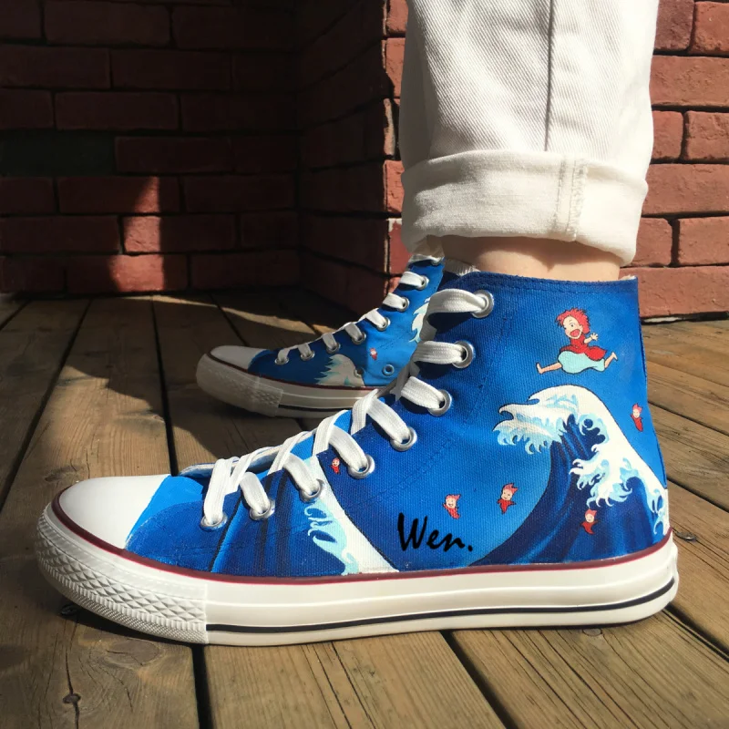 Wen Anime Hand Painted Shoes Design Custom Ponyo Men Women's Blue High Top Canvas Sneakers for Presents
Wen Anime Hand Painted Shoes Design Custom Ponyo Men Women's Blue High Top Canvas Sneakers for Presents