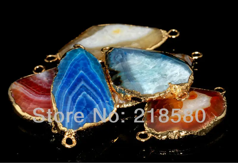 H-DP56 10pcs Mix Striped Freeform Agat Slice Pendant Connector with 24K Gold Electroplated (Random in Shape and Color)
H-DP56 10pcs Mix Striped Freeform Agat Slice Pendant Connector with 24K Gold Electroplated (Random in Shape and Color)