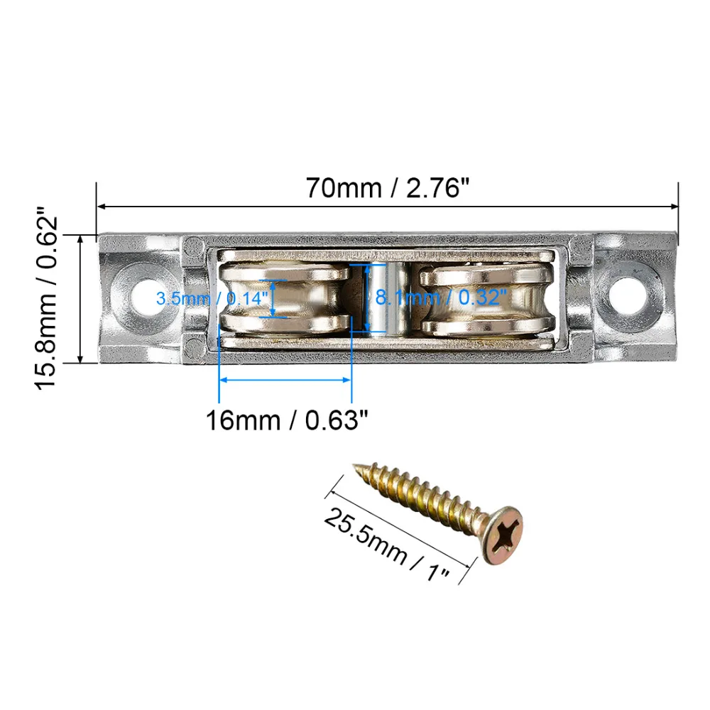 Uxcell Zinc Alloy Shell Bearing Steel Wheel Electroplating Finish 16mm U Groove Double Wheel Pulley for Sliding Door Window
Uxcell Zinc Alloy Shell Bearing Steel Wheel Electroplating Finish 16mm U Groove Double Wheel Pulley for Sliding Door Window