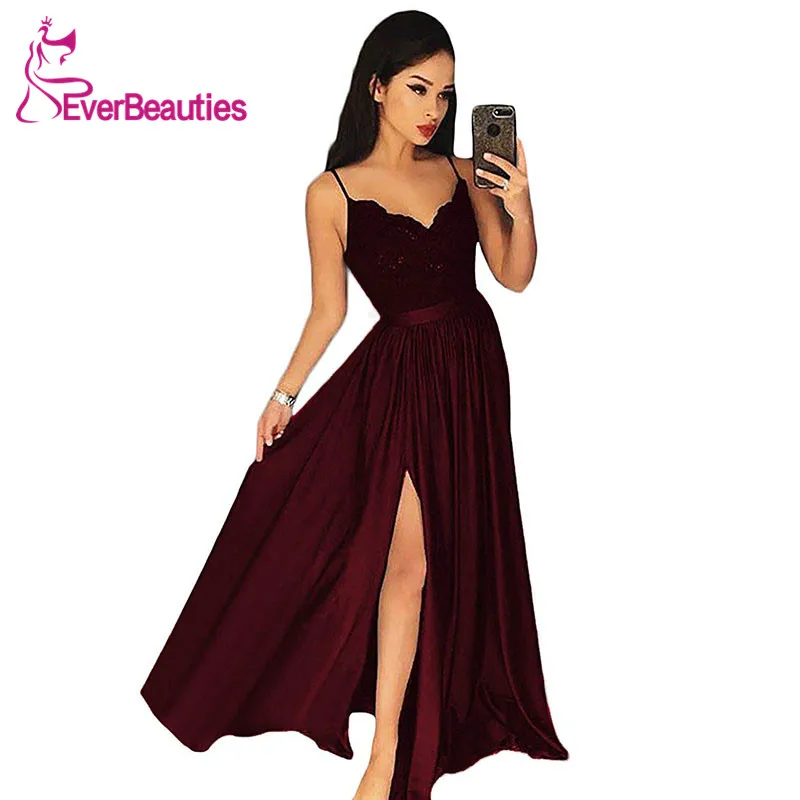 Evening Dresses Long Spaghetti Strap Lace Satin Elegant Formal Party Gowns Sexy Side Split Evening Gowns Robe De Soiree
Evening Dresses Long Spaghetti Strap Lace Satin Elegant Formal Party Gowns Sexy Side Split Evening Gowns Robe De Soiree