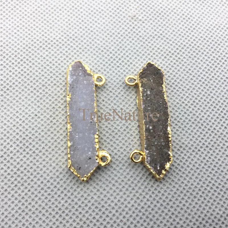 Fashion Agates Stone Jewelry Gold Electroplated Druzy Roundrect Charms Bulk Of 10 Pendants Connectors In 40*9 mm PM4354
Fashion Agates Stone Jewelry Gold Electroplated Druzy Roundrect Charms Bulk Of 10 Pendants Connectors In 40*9 mm PM4354