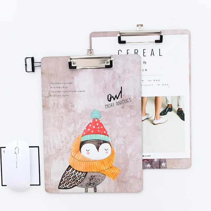 30x21.5cm Originality Lovely Cartoon Woodiness Animal A4 Directly Splint Fashion Sign Clip Contract Mix Basis Suspension Files | Канцтовары