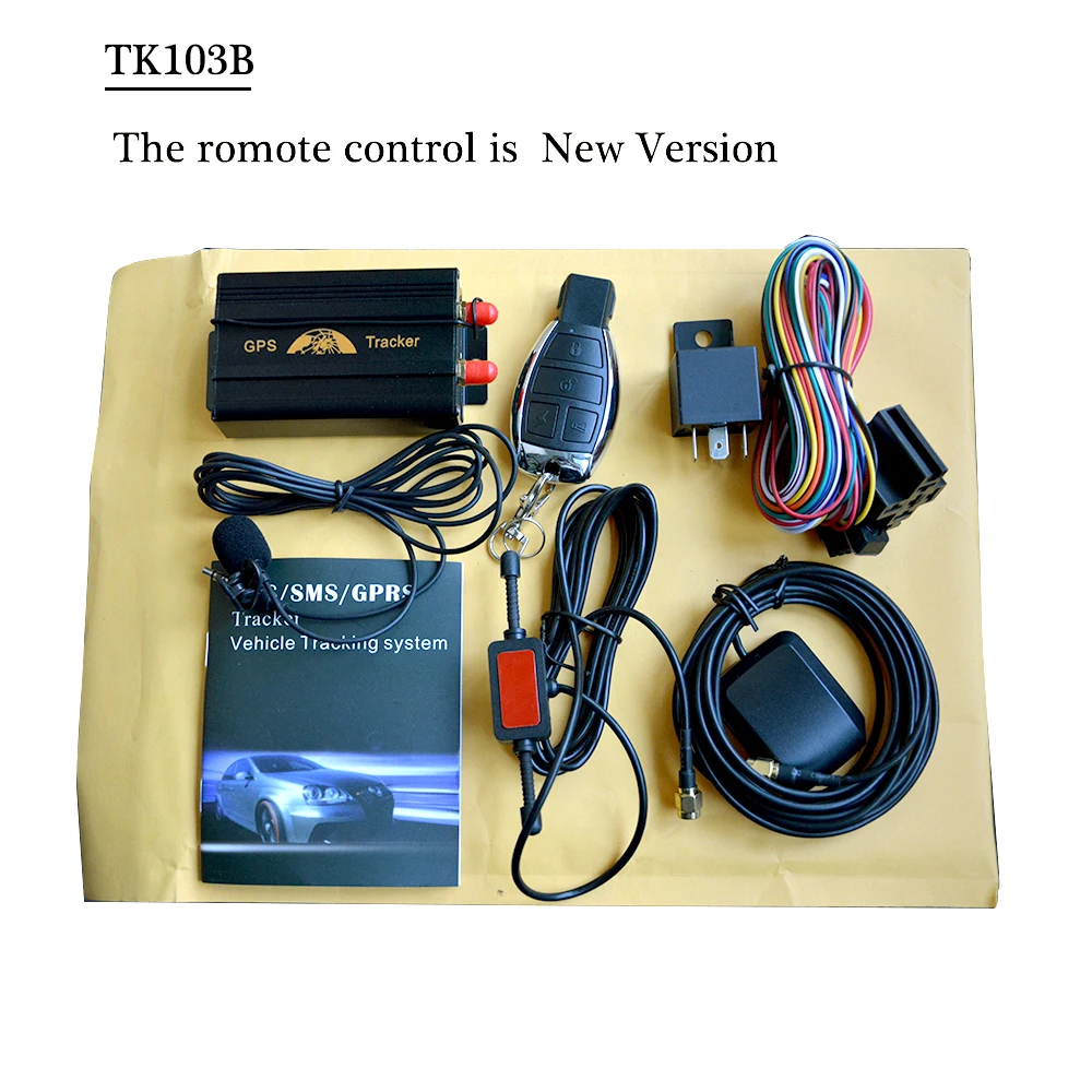 

TK103B Car GPS tracker+ Remote Control Quadband Car Alarm Free Spanish Portuguese PC GPS tracking system built in shake sensor