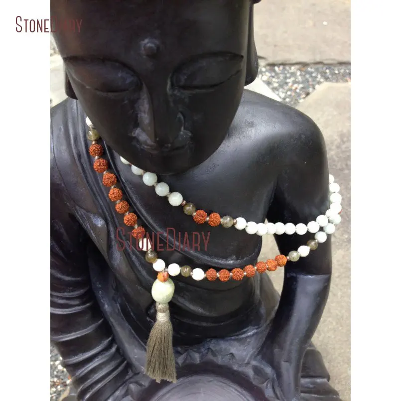 Bohemian Mix Stone Amazonite Labradorite Rudraksha Hand Knotted 108 Beads Mala Necklace 5pcs a lot NM10974
Bohemian Mix Stone Amazonite Labradorite Rudraksha Hand Knotted 108 Beads Mala Necklace 5pcs a lot NM10974