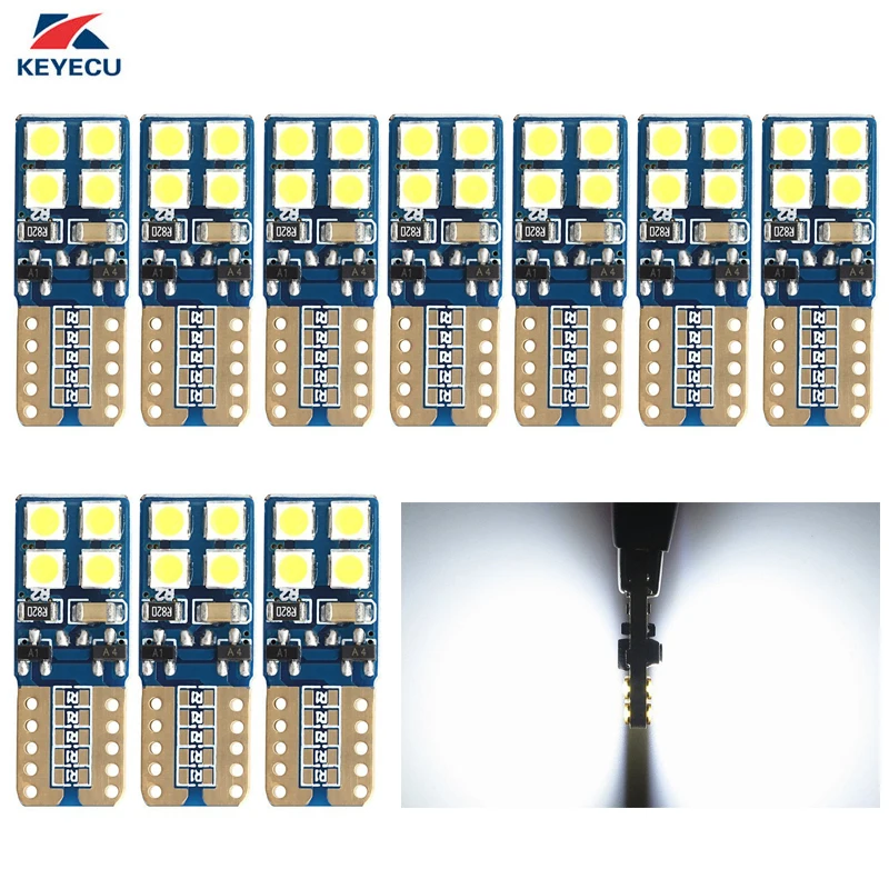 KEYECU 10 упаковок белый 3030 8SMD T10 W5W 194 169 2825 светодиодные лампы высокой мощности панель