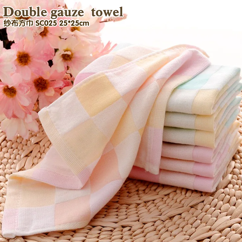 Double the twistless cotton gauze face towel 25*25 cm lattice Thin section Easy to dry baby towel 6 pieces a lot
Double the twistless cotton gauze face towel 25*25 cm lattice Thin section Easy to dry baby towel 6 pieces a lot