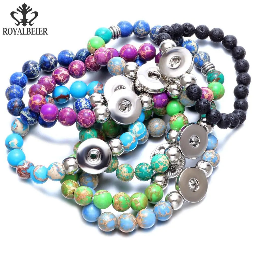 10pcs/lot Multi Color Emperor Stone Stretched Beaded Snap Bracelet Beads Bracelet Fit 18mm Snap Button 20mm Snap Jewelry SZ0489
10pcs/lot Multi Color Emperor Stone Stretched Beaded Snap Bracelet Beads Bracelet Fit 18mm Snap Button 20mm Snap Jewelry SZ0489