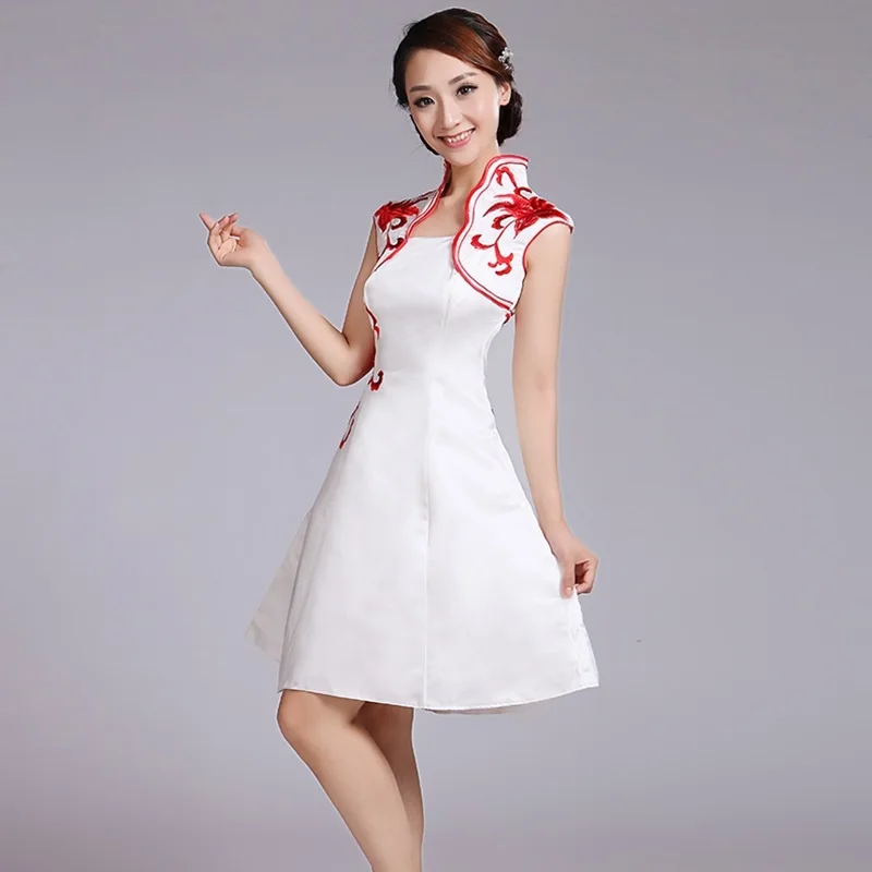 Costume Chorus New Choir Traditional Chinese Clothing Women Ancient Yangko Folk Dance Qipao Cheongsam FF1975 |