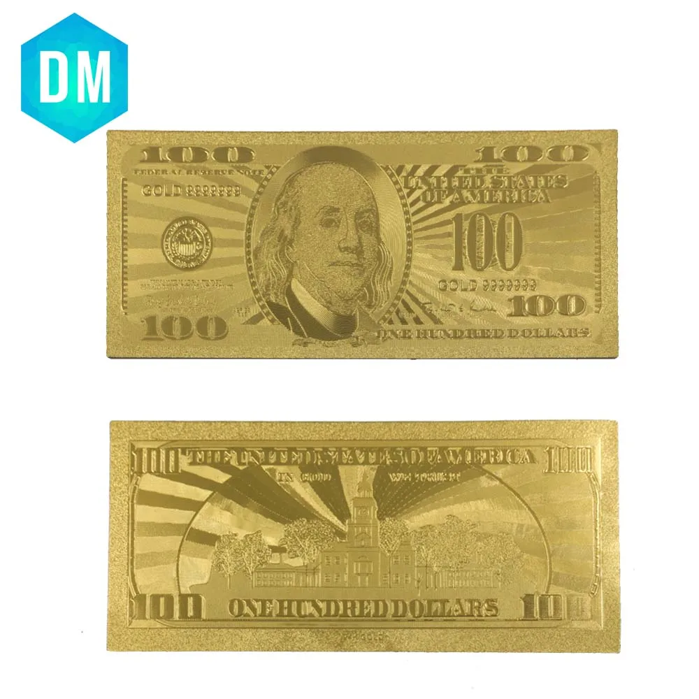 24K Gold Banknote United States 100 Dollar 999 Gold Paper Money Gold Fake Banknote for Business Gifts and Craft
24K Gold Banknote United States 100 Dollar 999 Gold Paper Money Gold Fake Banknote for Business Gifts and Craft