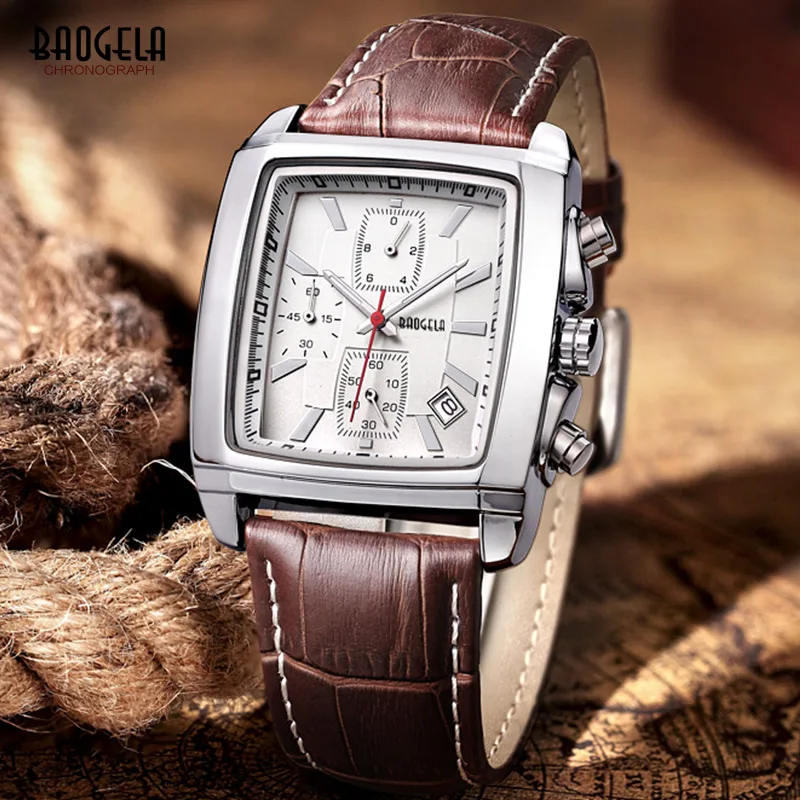 Baogela Men's Rectangle Leather Strap Chronograph Quartz Wrist Watches Army Stop Watch Man Clock Relogios Masculino 1613 Brown
Baogela Men's Rectangle Leather Strap Chronograph Quartz Wrist Watches Army Stop Watch Man Clock Relogios Masculino 1613 Brown