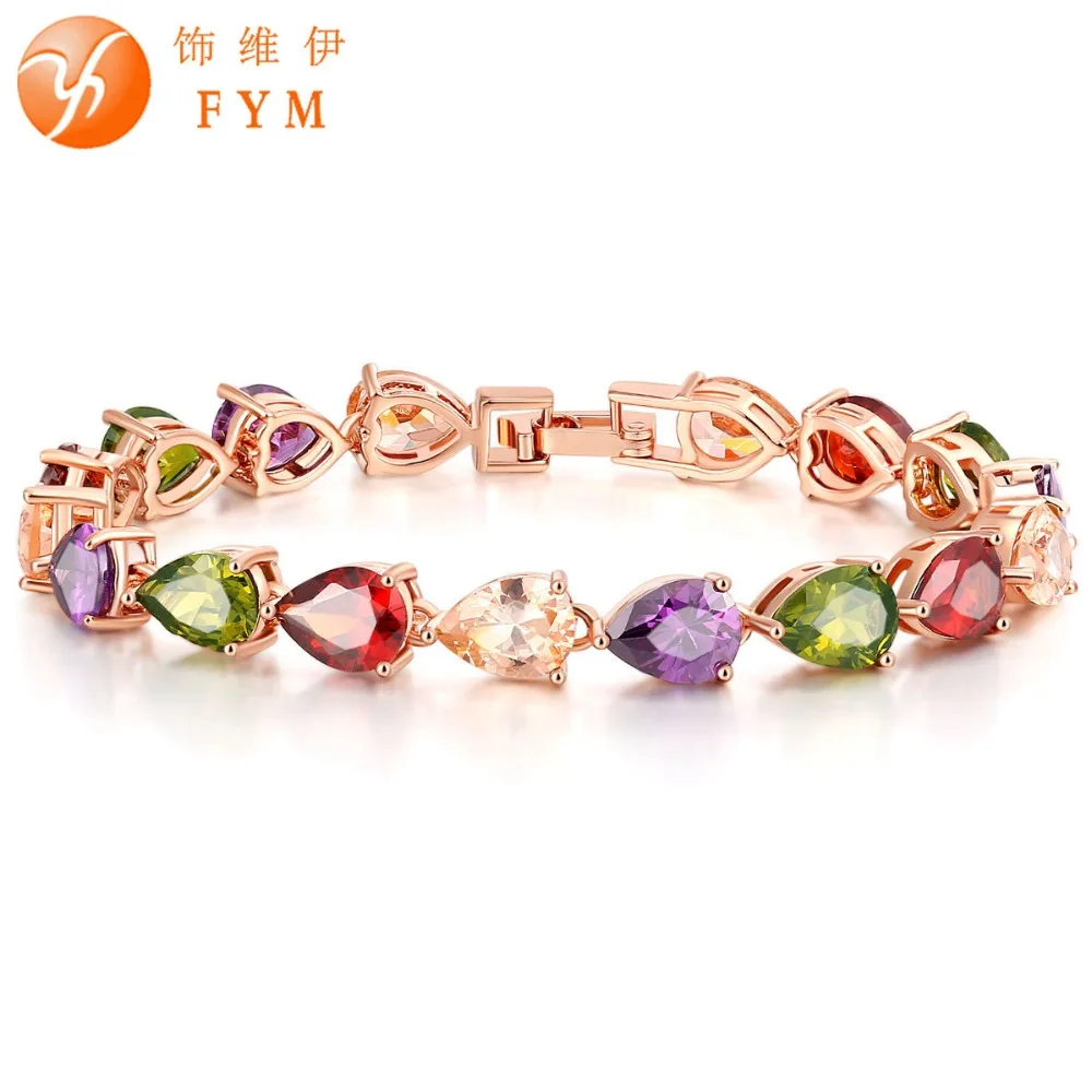 Multicolor Crystal High Quality Rose Gold Color Colorful Bracelet AAA Zircon CZ Bracelets Jewelry for Women Wedding
Multicolor Crystal High Quality Rose Gold Color Colorful Bracelet AAA Zircon CZ Bracelets Jewelry for Women Wedding