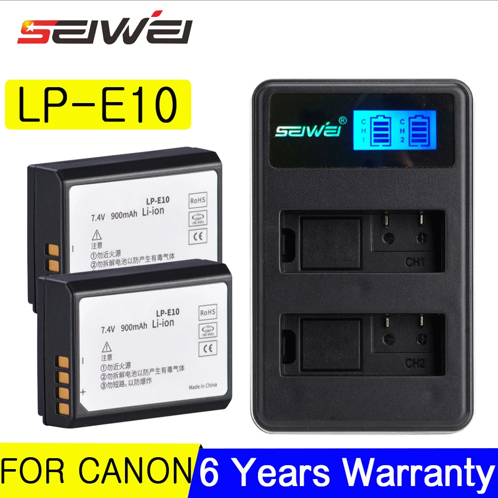 900mAh LPE10 LP-E10 LP E10 Digital Camera Battery + USB Charger for Canon EOS 1100D 1200D 1300D Kiss X50 X70 X80 Rebel T3 T5 T6
900mAh LPE10 LP-E10 LP E10 Digital Camera Battery + USB Charger for Canon EOS 1100D 1200D 1300D Kiss X50 X70 X80 Rebel T3 T5 T6