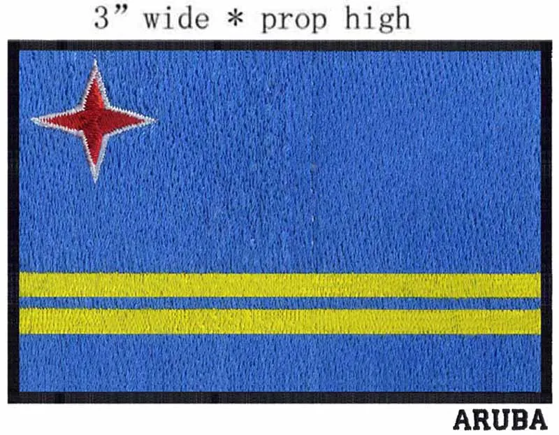Aruba, Flag 3" wide embroidery patch for 3d applique/iron patches on cloth/iron on applique
Aruba, Flag 3" wide embroidery patch for 3d applique/iron patches on cloth/iron on applique