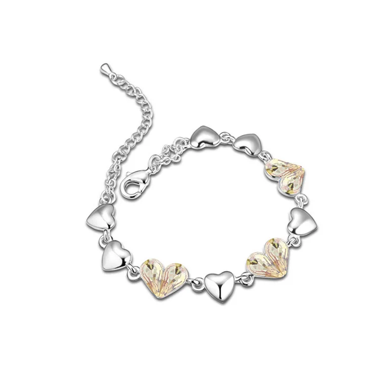 

Luxury Crystals from Swarovski Heart Charm Bracelets & Bangles Silver color Bracelets For Women Jewellery Pulseira Feminina