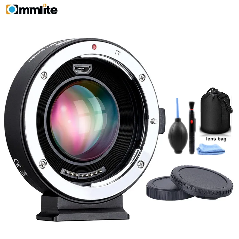 

Commlite CM-AEF-MFT AF EXIF 0.71X Reduce Speed Booster Lens Adapter Ring for Canon EF Lens to Micro Four Thirds M4/3 Cameras.