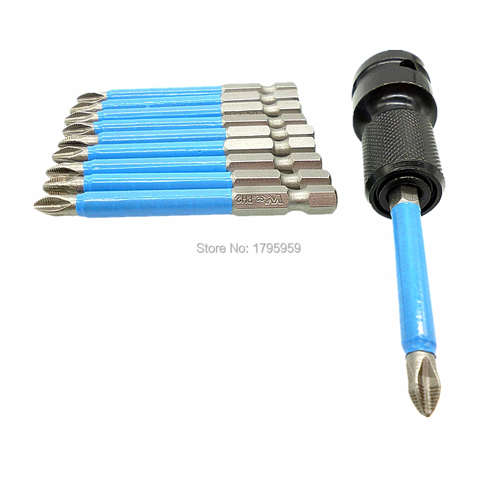 Socket Adaptor Converter with 10pcs 70mm PH2 Phillips Screwdriver Bits 1/4" Hex Shank Magnetic Screw Driver Bit Tools Set
Socket Adaptor Converter with 10pcs 70mm PH2 Phillips Screwdriver Bits 1/4" Hex Shank Magnetic Screw Driver Bit Tools Set