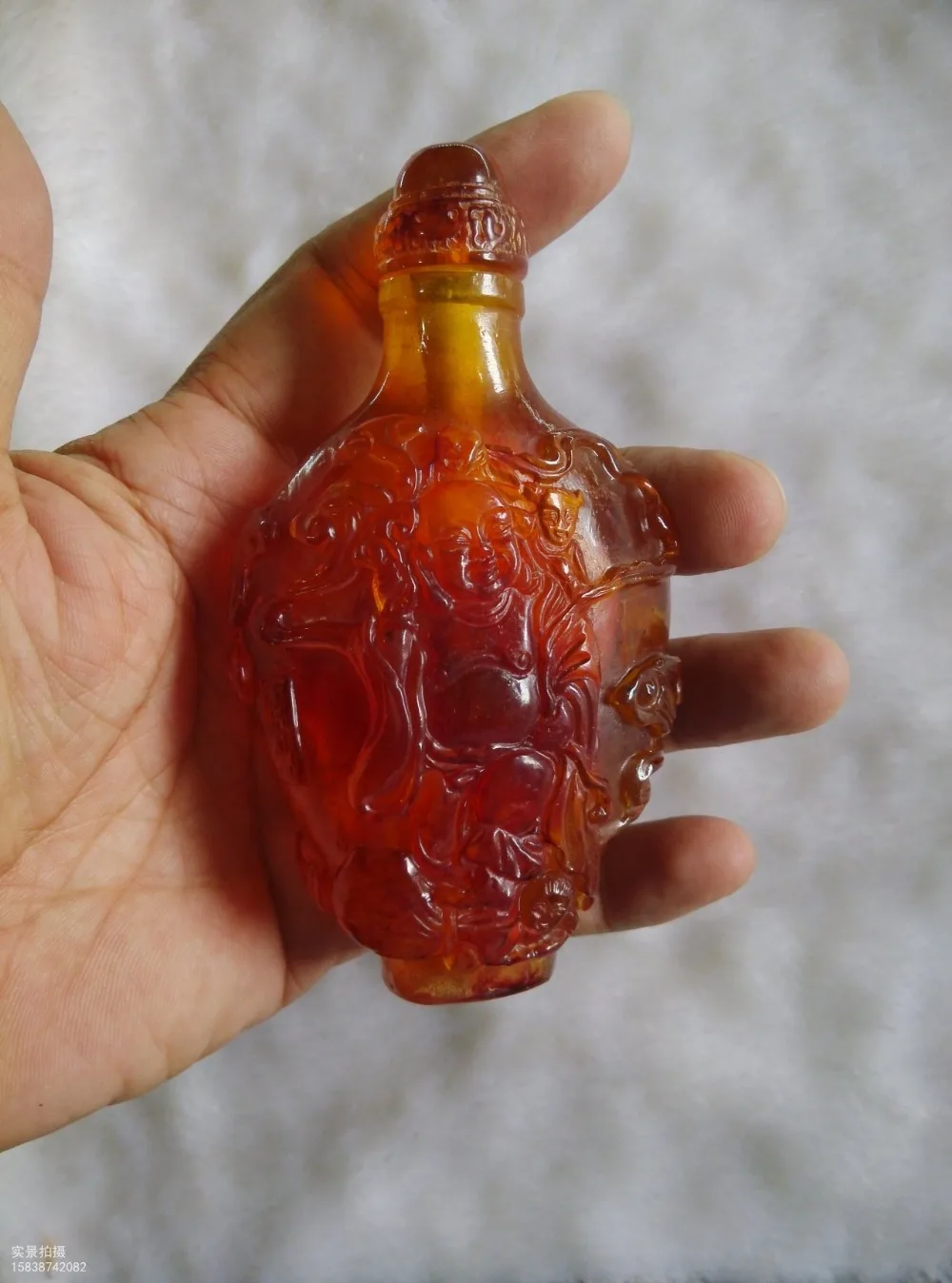 Collection old carved amber snuff bottle, Buddha, best adornment & collection, free shipping
Collection old carved amber snuff bottle, Buddha, best adornment & collection, free shipping