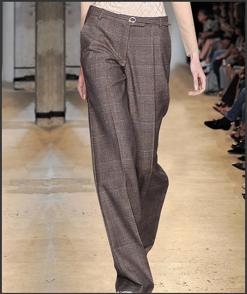 See Orange Classic Brown Plaid Pants Women Wool Mixed Wide Leg Pants Oiffce Lady Spring Legging Mid Pantalon Femme SO3352
See Orange Classic Brown Plaid Pants Women Wool Mixed Wide Leg Pants Oiffce Lady Spring Legging Mid Pantalon Femme SO3352