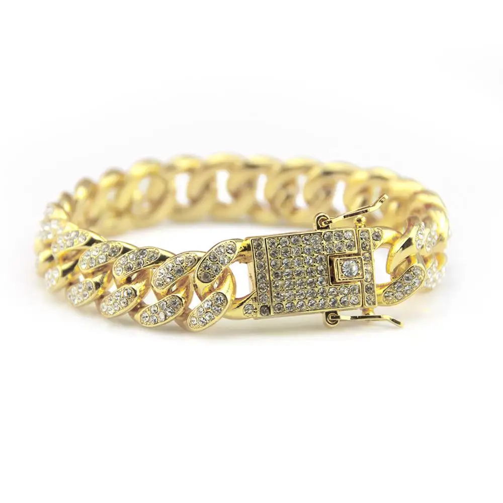 Iced Out Bling Miami Cuban Link Chain Bracelet 12mm 8inch Gold Tone Bracelet Bangles Alloy Punk Jewelry for Men
Iced Out Bling Miami Cuban Link Chain Bracelet 12mm 8inch Gold Tone Bracelet Bangles Alloy Punk Jewelry for Men
