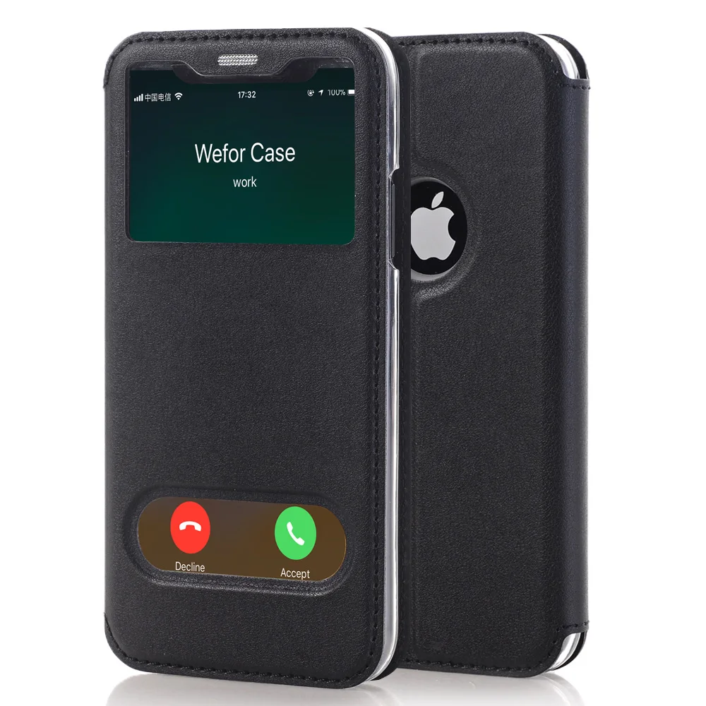 Флип кейс из искусственной кожи для Apple iPhone X Роскошный чехол телефона открытое