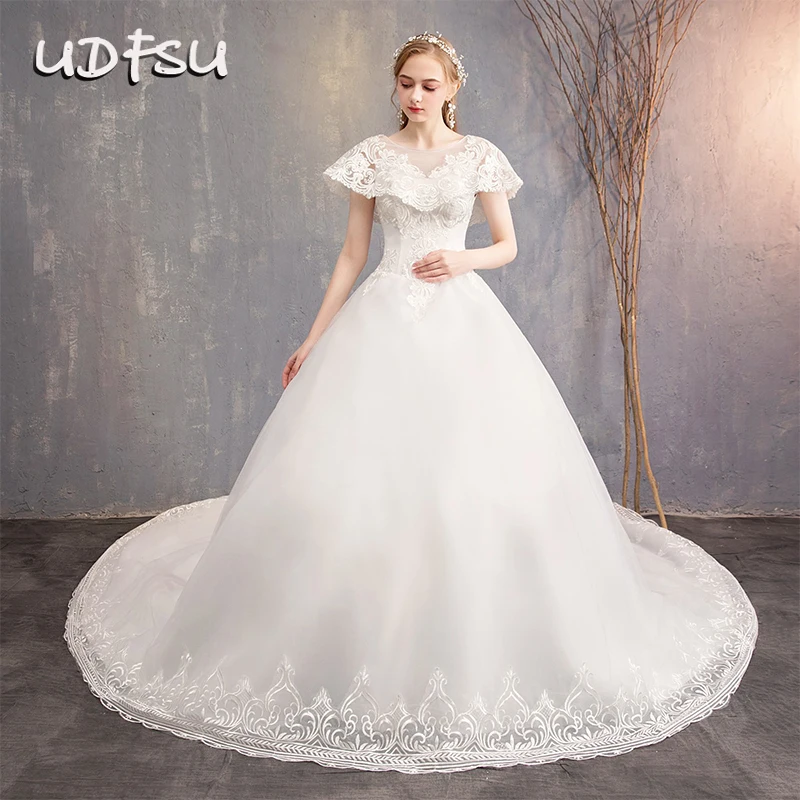UDFSU Women Short Sleeve Sexy Train Wedding Dress Backless Lace Long Ball Dresses Elegant Princess Ball Gown Luxury Wedding Gown
UDFSU Women Short Sleeve Sexy Train Wedding Dress Backless Lace Long Ball Dresses Elegant Princess Ball Gown Luxury Wedding Gown