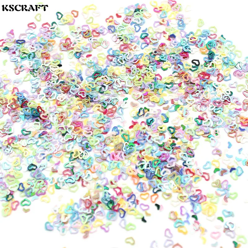 

Блестки KSCRAFT из ПВХ, 3 мм, разноцветные, пустые, в форме сердца, для самостоятельного изготовления открыток, цветная коллекция